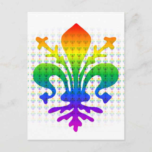 Rainbow Fleur-de-lis Postkarte (Vorderseite)