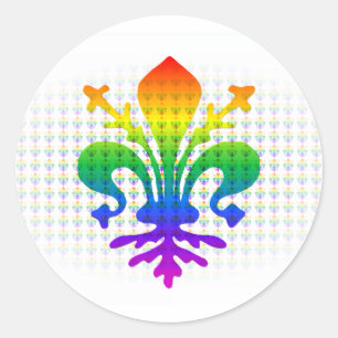 Rainbow Fleur-de-lis Runder Aufkleber
