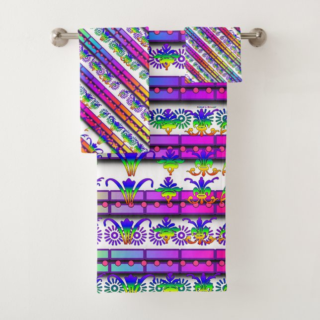 Rainbow Floral Assorted Gift Badhandtuch Set (Insitu)