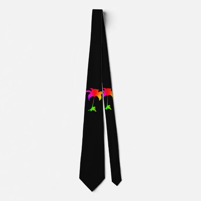 Rainbow Floral Black Tropical Cravate (Devant)
