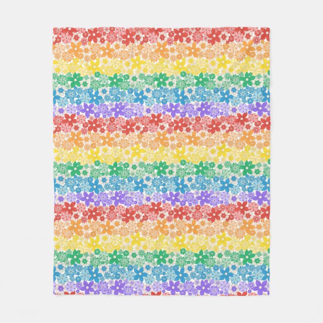 Rainbow Floral Blume farbenfrohe Stolpermuster Fleecedecke (Vorderseite)