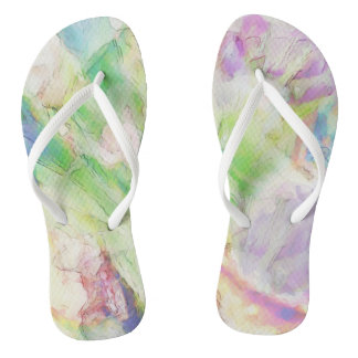 Rainbow Floral Flip Flops mit weißem Streifen
