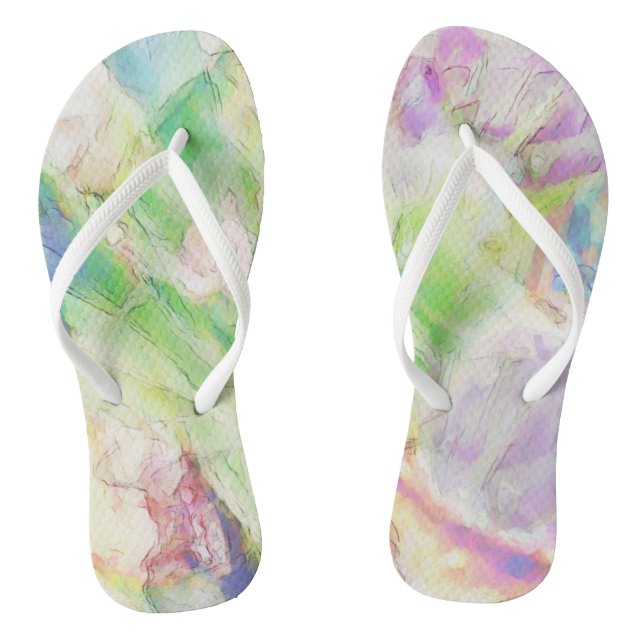 Rainbow Floral Flip Flops mit weißem Streifen (Fußbett)