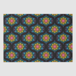 Rainbow Floral Fountain Mandala 1970s Retro Ogee Seidenpapier