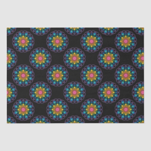 Rainbow Floral Fountain Mandala Polka Dots Seidenpapier (Vorderseite)