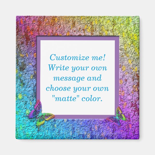 [Rainbow Floral Frame] Abstrakt mit Schmetterlinge Magnet (Vorne)
