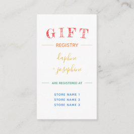 Rainbow Floral Gay Wedding Gift Registry Begleitkarte