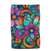 Rainbow Floral Golf Handtuch
