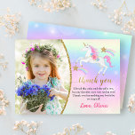 Rainbow Floral Magical Unicorn Girl Birthday Foto Dankeskarte<br><div class="desc">Rainbow Floral Magical Unicorn Girl Birthday Foto Danke Karte</div>
