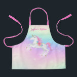 Rainbow Floral Magical Unicorn Personalisiert Schürze<br><div class="desc">Rainbow Floral Magical Unicorn Personalisierte Schürze</div>