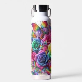 Rainbow Floral mit Schmetterlingen Trinkflasche