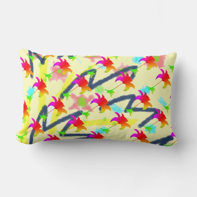 Rainbow Floral Pattern Lendenkissen (Vorderseite)