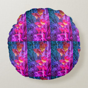 Rainbow Floral-Round-Pillow Rundes Kissen
