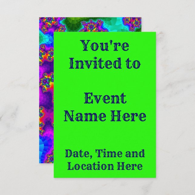 Rainbow Floral Sprinkles Einladung (Vorne/Hinten)