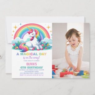 Rainbow Floral Unicorn Invitations Anniversaire Ph