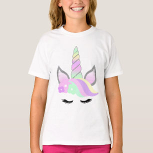 Rainbow Floral Unicoron Kinder T - Shirt