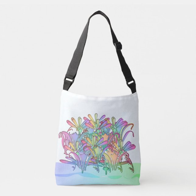 Rainbow Florals Tragetaschen Mit Langen Trägern (Vorderseite)
