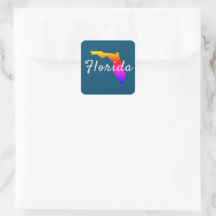 Rainbow Florida Staat Silhouette Quadratischer Aufkleber