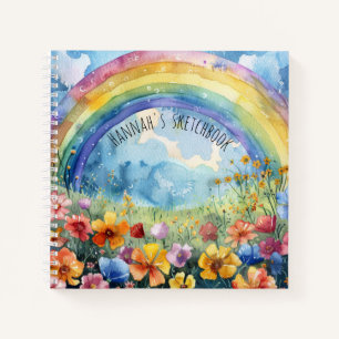 Rainbow Flower Garden Individuelle Name Sketchbook Notizbuch