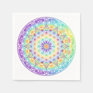 Rainbow Flower of Life Mandala Serviette