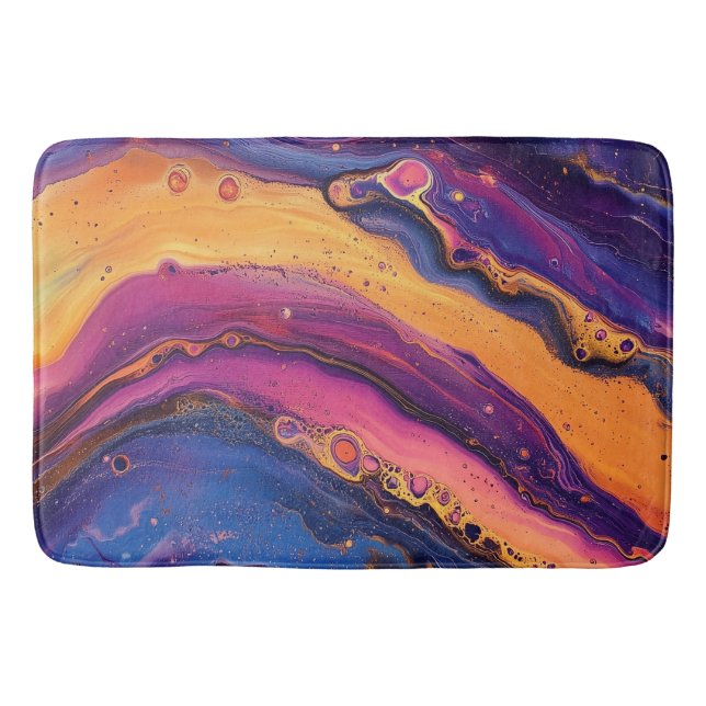 Rainbow Fluid Pour Lila & orange farbig Badematte (Vorderseite)