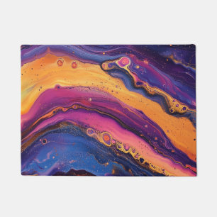 Rainbow Fluid Pour Lila & orange farbig Fußmatte