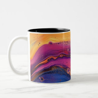 Rainbow Fluid Pour Lila & orange farbig Zweifarbige Tasse
