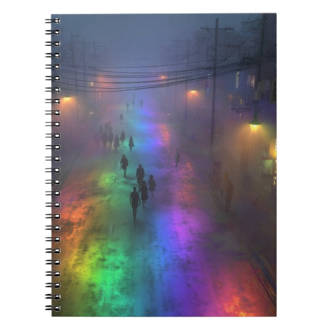 Rainbow Fog City Street Notebook Notizblock (Vorderseite)