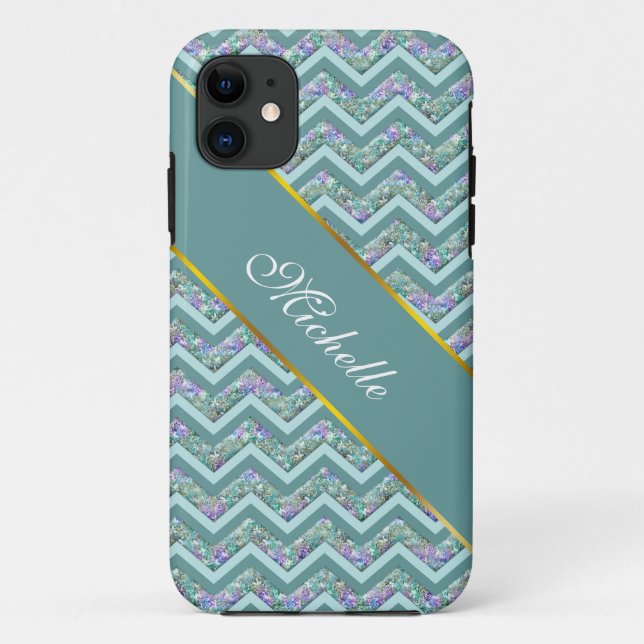 Rainbow Foil ZigZag Muster Case-Mate iPhone Hülle (Rückseite)