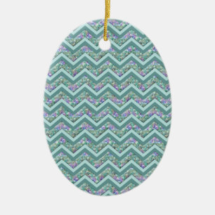 Rainbow Foil ZigZag Muster Keramik Ornament