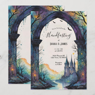 Rainbow Forest Castle Arch Pagan Handfasts Einladung