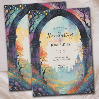 Rainbow Forest Castle Arch Pagan Handfasts Einladung