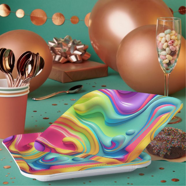 Rainbow-Formen aus Kunststoffen Pappteller (Multi)