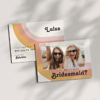 Rainbow Foto Bridesmaid-Vorschlagskarte für Retro 