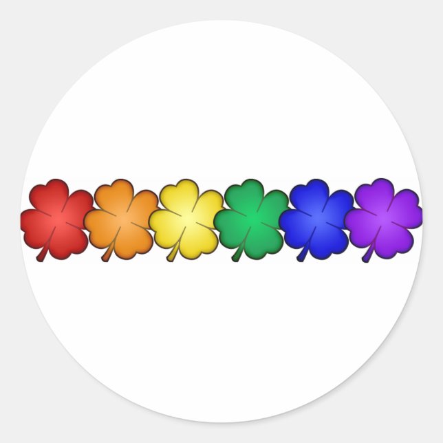 Rainbow Four Leaf Clovers Runder Aufkleber (Vorderseite)