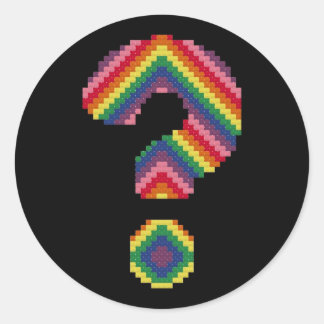 Rainbow-Fragezeichen Runder Aufkleber