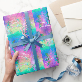 Rainbow Fraktal Krawatte-Dye Snowflake Frohe Weihn Geschenkpapier