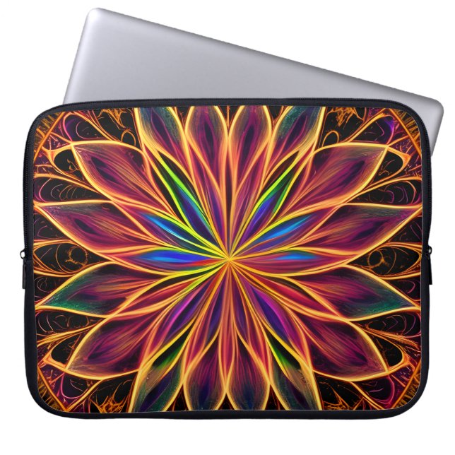 Rainbow Fraktal Style Blume Art Laptopschutzhülle (Vorderseite)