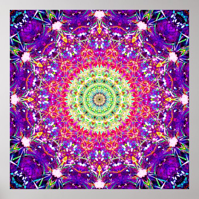 Rainbow-Fraktale | Kaleidoskopisch Mandala Poster (Vorne)
