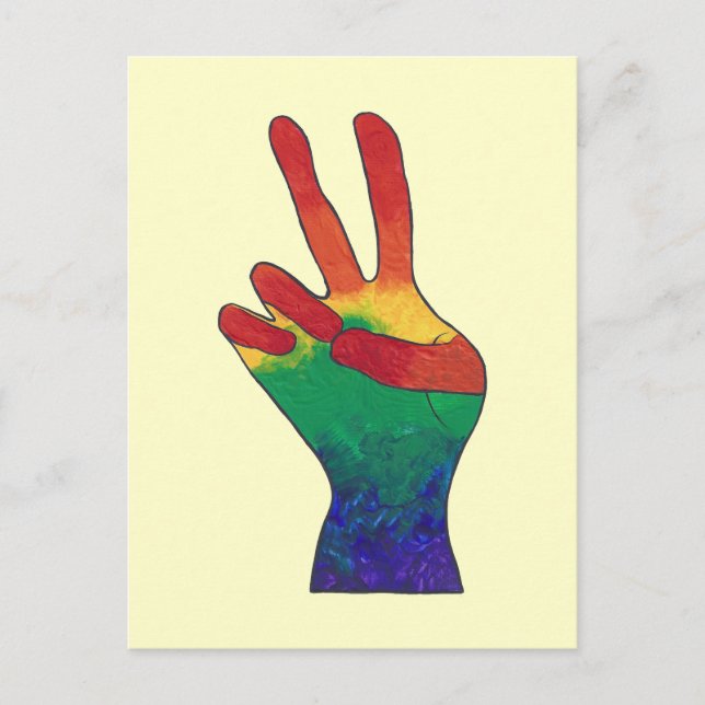 Rainbow-Friedenszeichen-Karten Postkarte (Vorderseite)