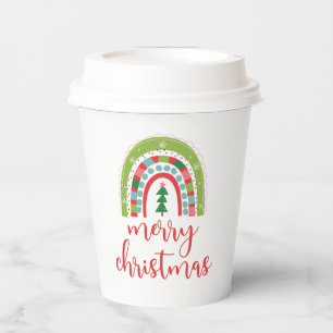 Rainbow Frohe Weihnachten Pappbecher