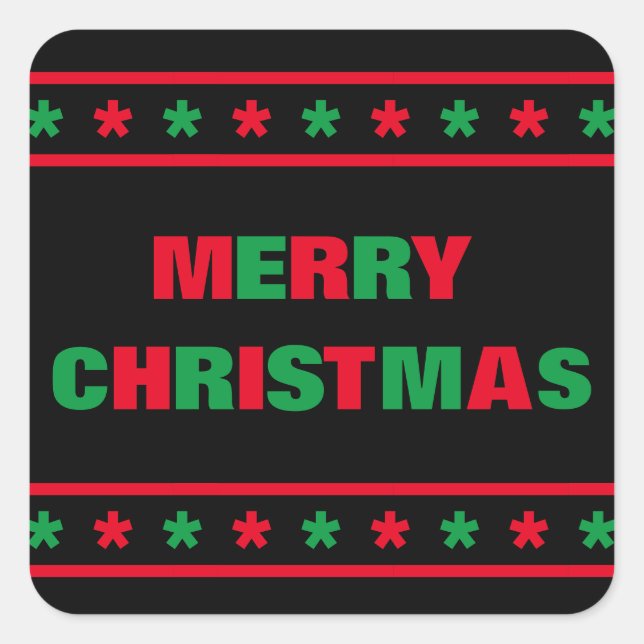 Rainbow Frohe Weihnachten - Square Sticker (Vorderseite)