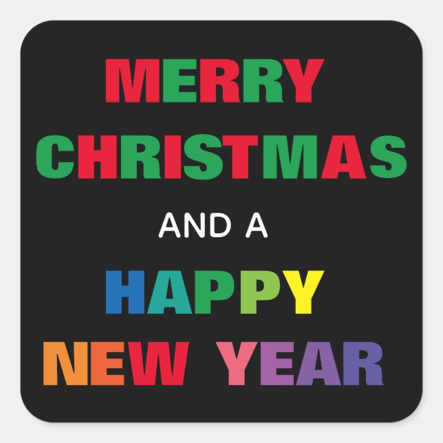 Rainbow Frohe Weihnachten - Square Sticker (Vorderseite)