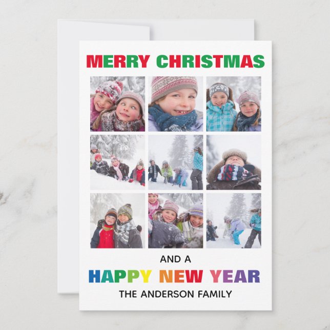 Rainbow Frohe Weihnachtscollage - Weihnachtskarte Einladung (Vorderseite)