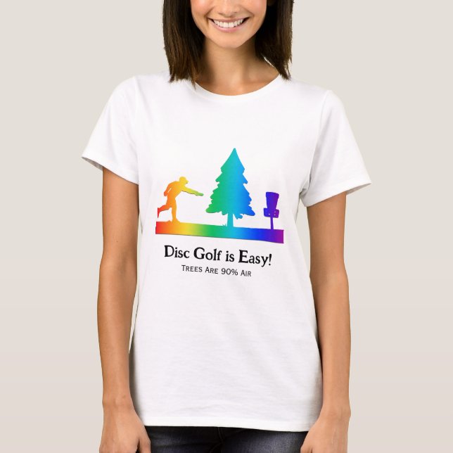 Rainbow Funny Disk Golf Putting Tree Hindernis T-Shirt (Vorderseite)