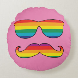 Rainbow Funny Funny Face Rundes Kissen