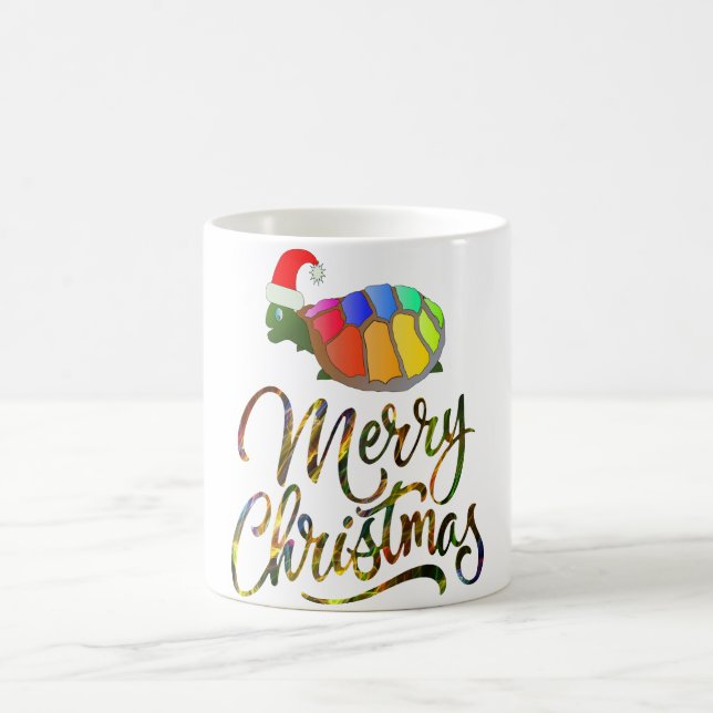 Rainbow Funny Turtle Wear Weihnachtsmannmütze Weih Kaffeetasse (Mittel)