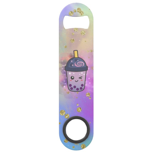 Rainbow Galaxy Boba Tea Glitzer Flaschenöffner (Vorderseite)
