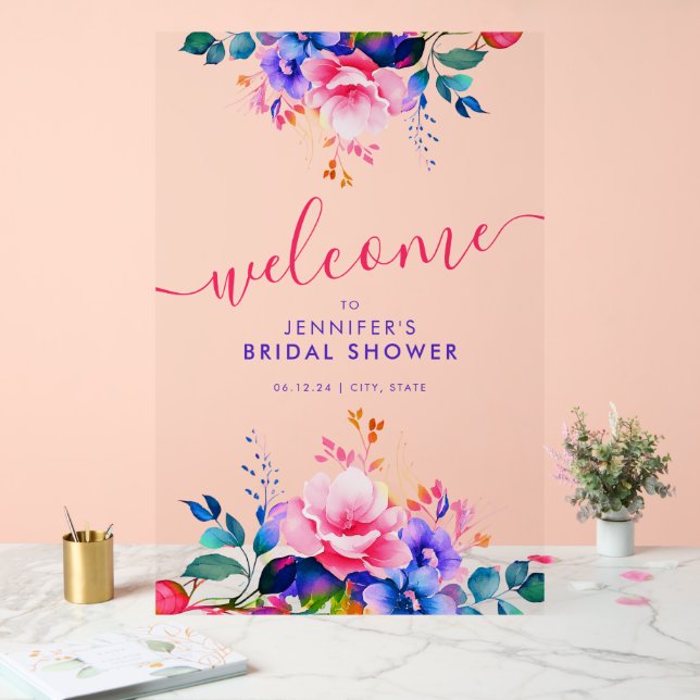 Rainbow Garden Blumenladen Brautparty Willkommen Acrylschild (Hochzeit)