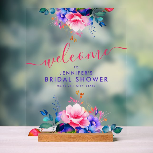 Rainbow Garden Blumenladen Brautparty Willkommen Acrylschild (Neutral)